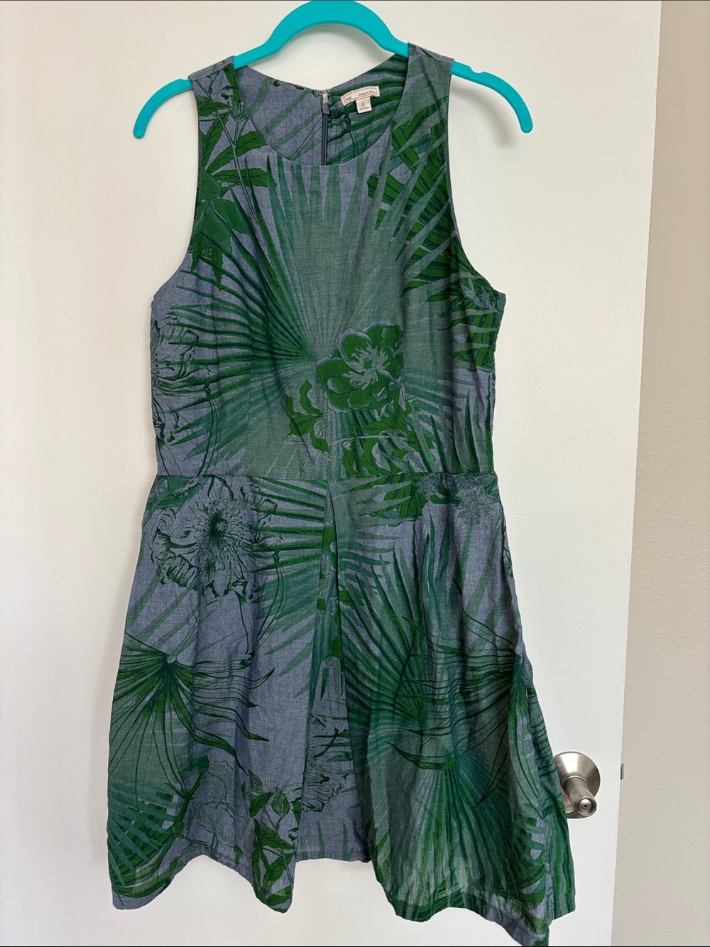 GAP Green Tropical Print Sleeveless Casual Dress